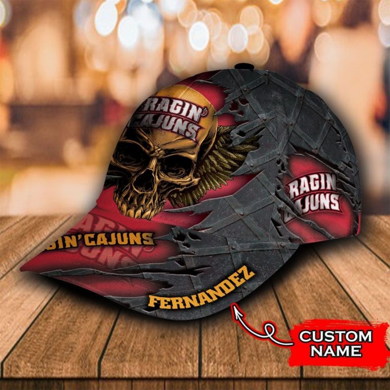 Personalized Louisiana Ragin Cajuns skull custom cap 3