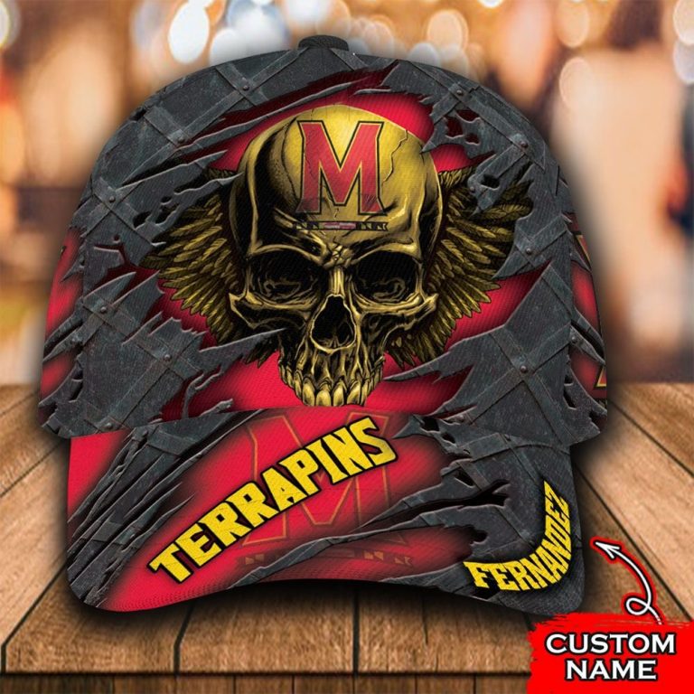 Personalized Maryland Terrapins Skull Custom Cap 1 Personalized Maryland Terrapins skull custom cap 1