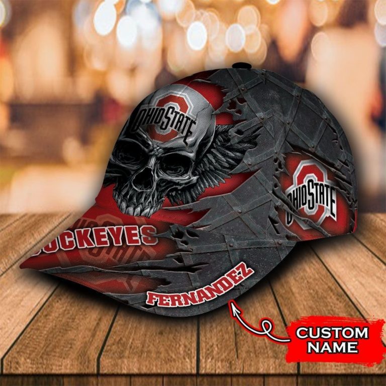 Personalized Ohio State Buckeyes skull custom cap 4