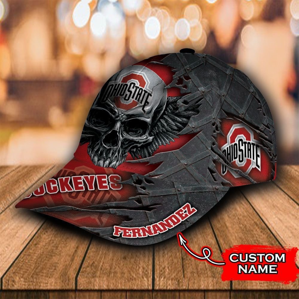 Personalized Ohio State Buckeyes skull custom cap 4