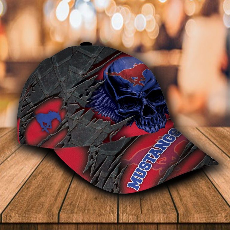 Personalized SMU Mustangs skull cap hat 1