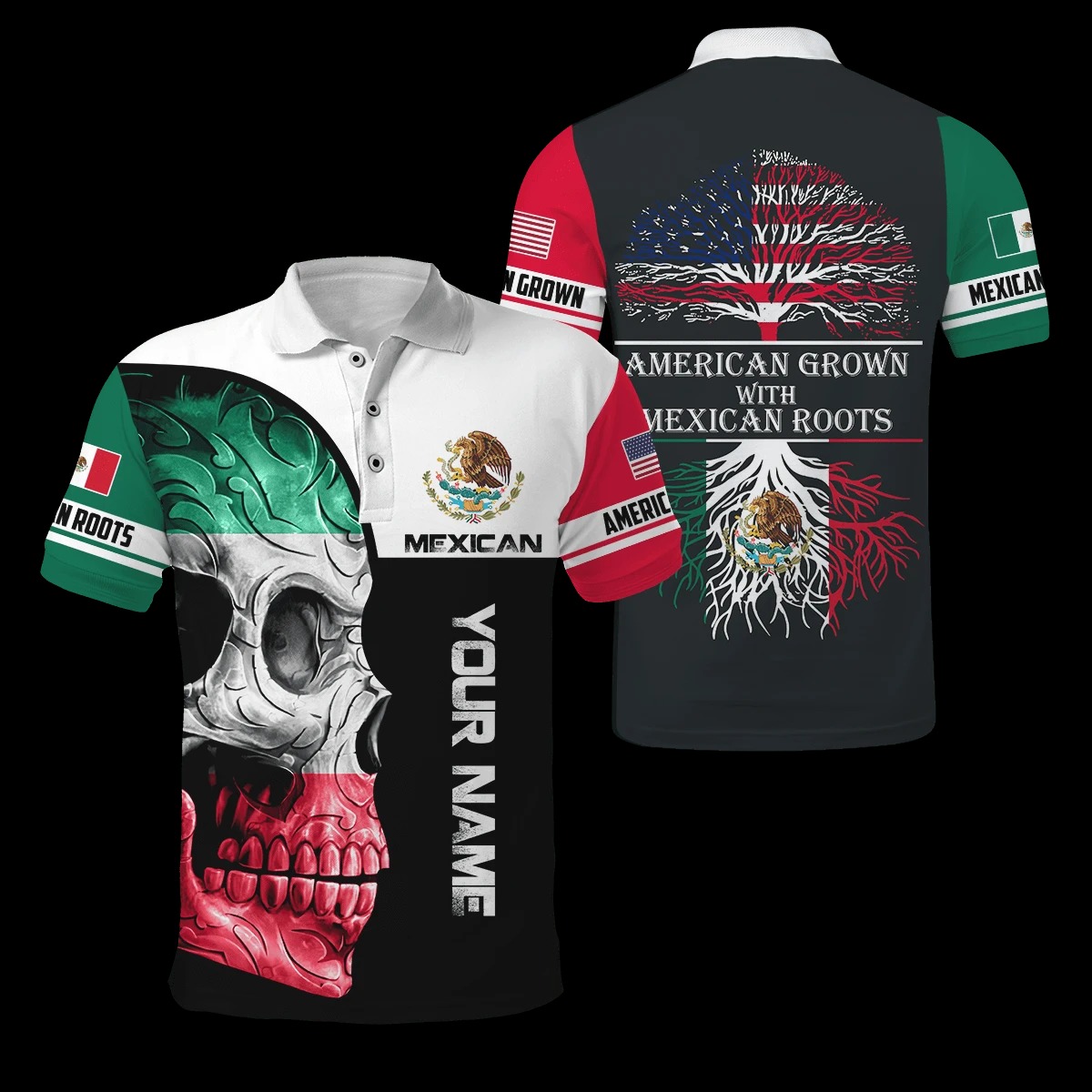 Personalized Skull Coat Of Arms mexico American grown with Mexican roots custom 3d shirt, hoodie 2 Personalized Skull Coat Of Arms mexico American grown with Mexican roots custom 3d shirt hoodie 1