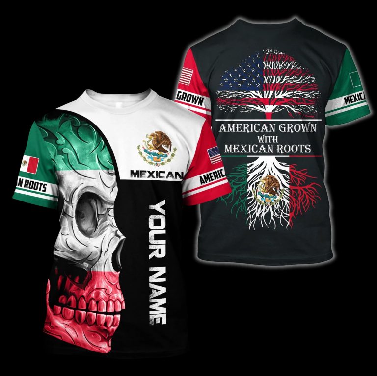 Personalized Skull Coat Of Arms mexico American grown with Mexican roots custom 3d shirt, hoodie (5) Personalized Skull Coat Of Arms mexico American grown with Mexican roots custom 3d shirt hoodie 5