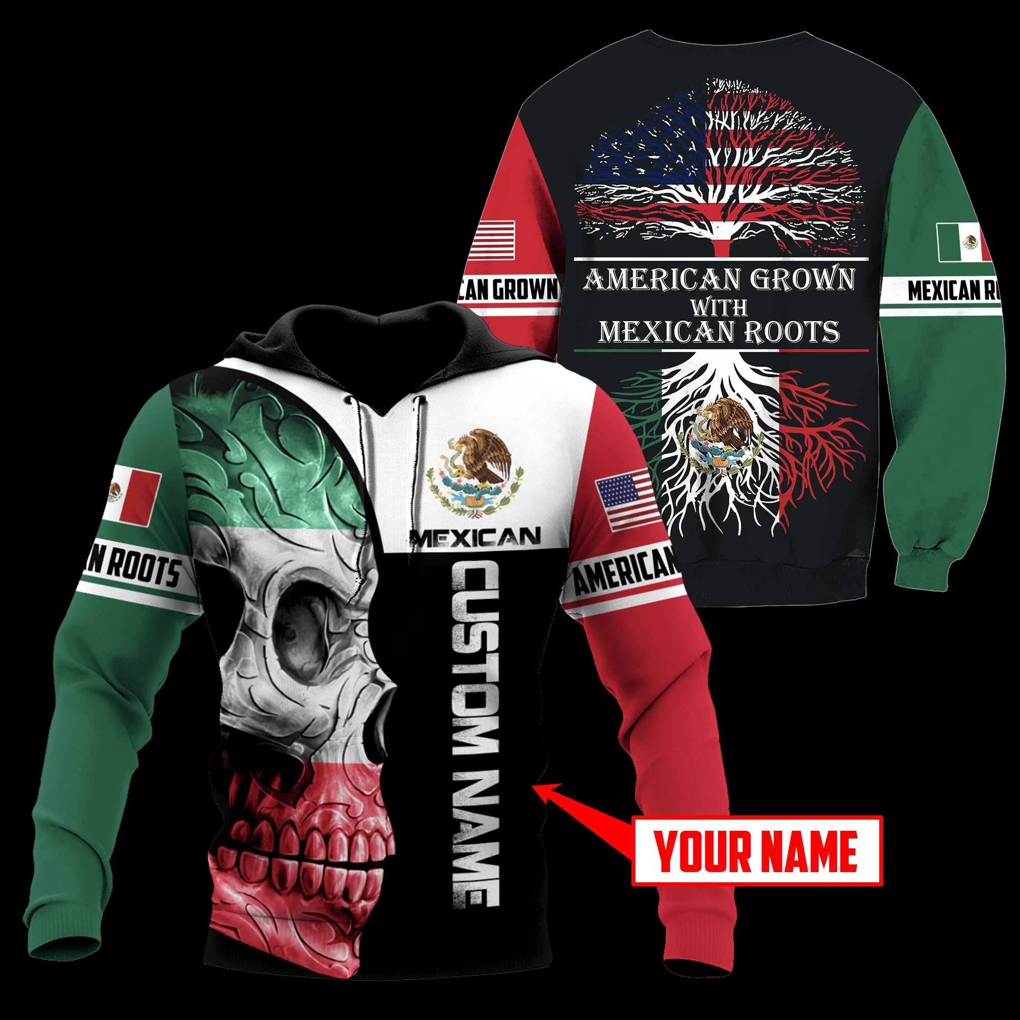 Personalized Skull Coat Of Arms mexico American grown with Mexican roots custom 3d shirt, hoodie 3 Personalized Skull Coat Of Arms mexico American grown with Mexican roots custom 3d shirt hoodie 6