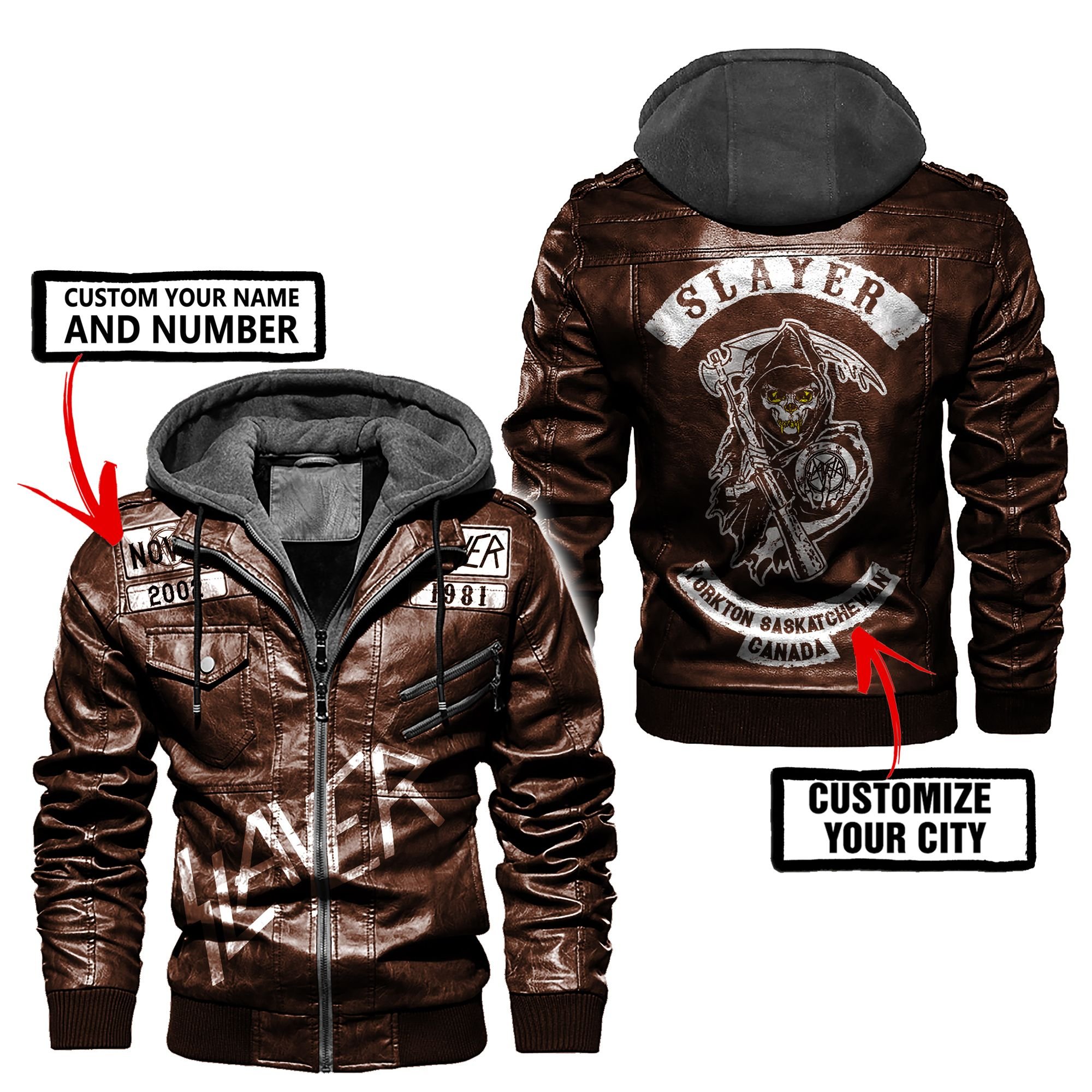 Personalized Slayer Death God leather jacket 1 Personalized Slayer Death God leather jacket 4