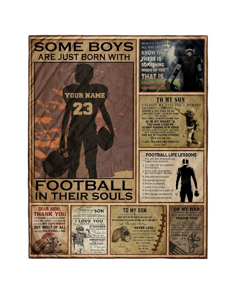 Personalized Some boys are just born with football in their souls quilt 1