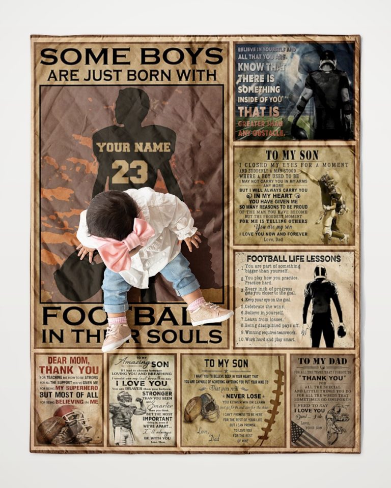 Personalized Some boys are just born with football in their souls quilt 2