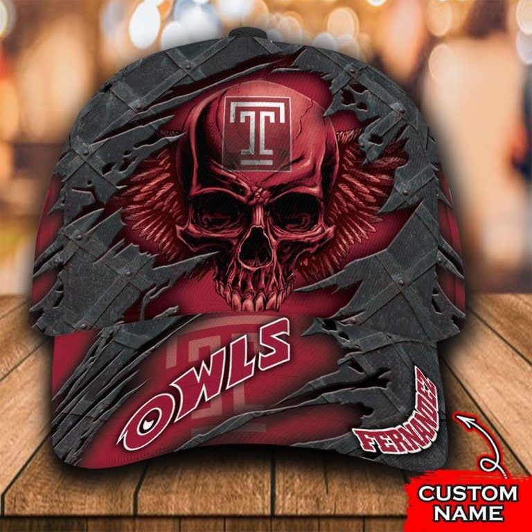 Personalized Temple Owls skull custom cap 1