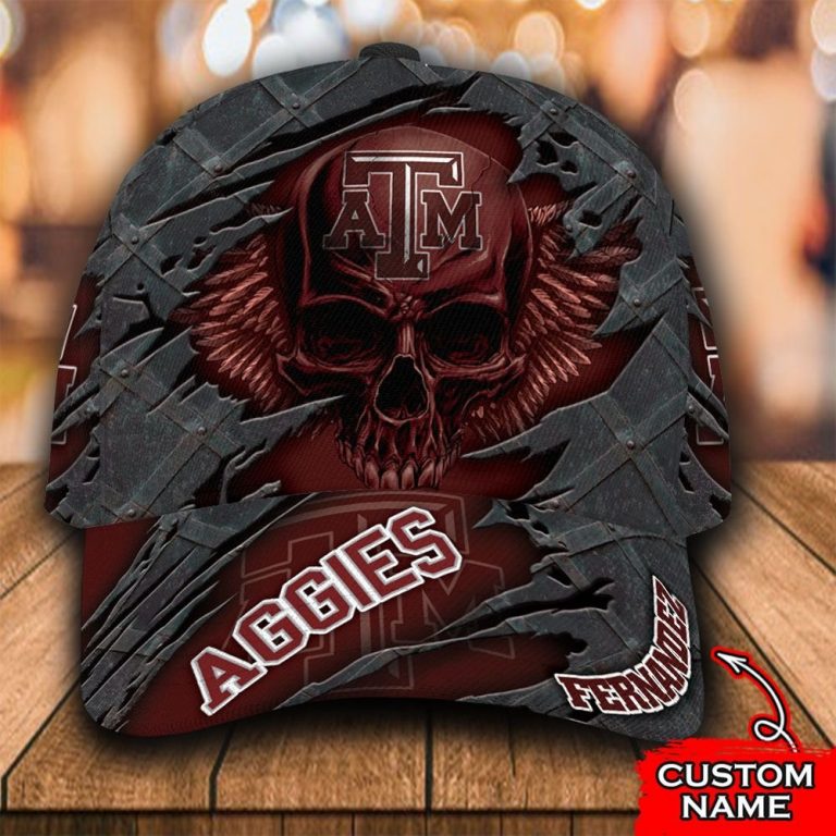 Personalized Texas A&M Aggies Skull Custom Cap 1 Personalized Texas AM Aggies skull custom cap 1