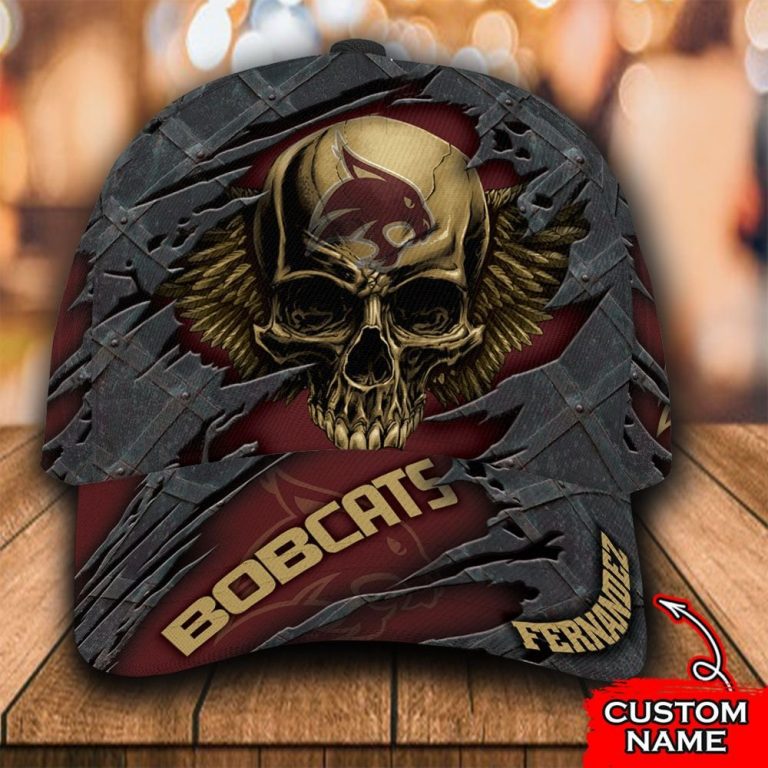 Personalized Texas State Bobcats skull custom cap 1