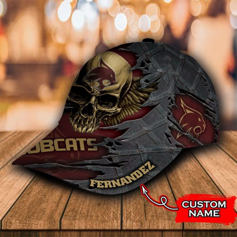 Personalized Texas State Bobcats skull custom cap 2