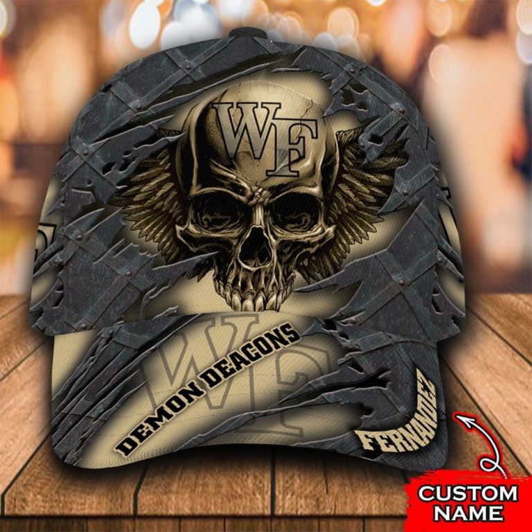 Personalized Wake Forest Demon Deacons skull custom cap 1