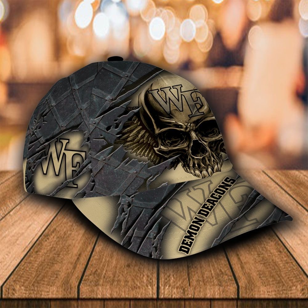 Personalized Wake Forest Demon Deacons skull custom cap 2