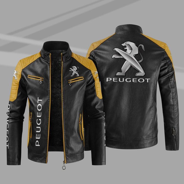 Peugeot Color Block Leather Jacket1