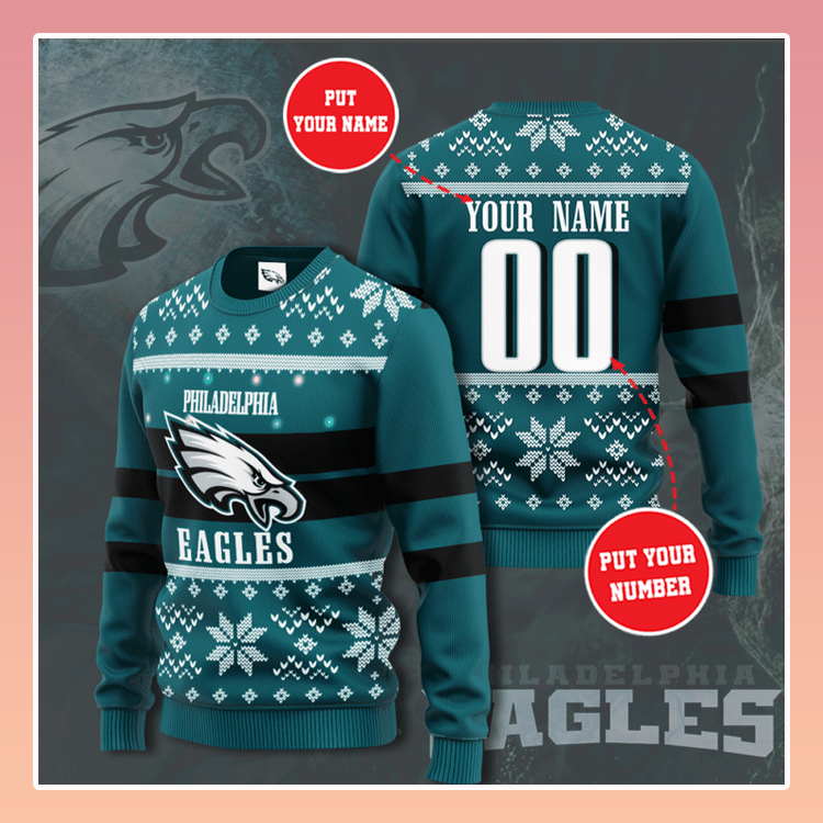 Philadelphia Eagles Custom Name Christmas Sweater 4 Philadelphia Eagles Custom Name Christmas Sweater2