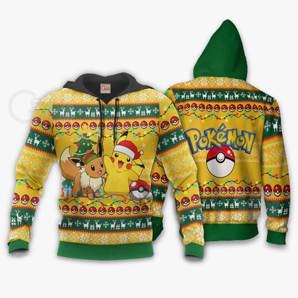Pikachu Eevee Pokemon pokeball sweater, sweatshirt 4 Pikachu Eevee Pokemon pokeball sweater sweatshirt 2