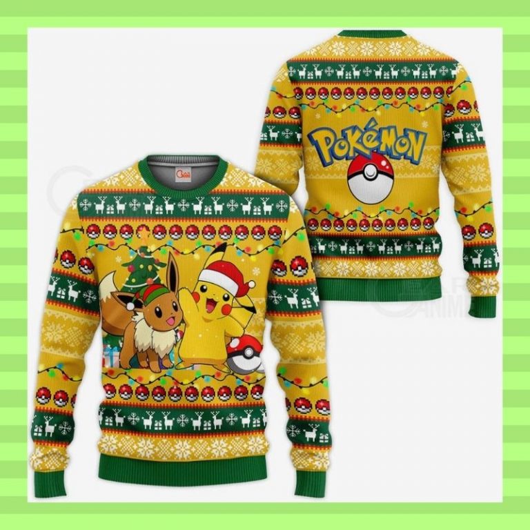 Pikachu Eevee Pokemon pokeball sweater, sweatshirt 3 Pikachu Eevee Pokemon pokeball sweater sweatshirt 3