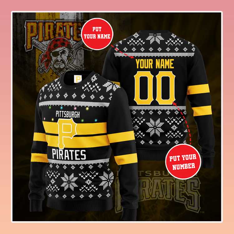 Pittsburgh Pirates Custom Name Christmas Sweater 4 Pittsburgh Pirates Custom Name Christmas Sweater2