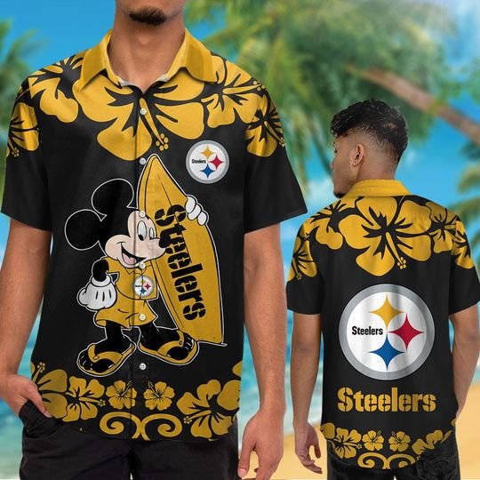 Pittsburgh SteelersMickey Mouse Hawaiian ShirtShort