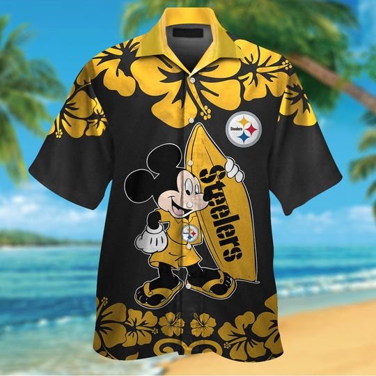 Pittsburgh SteelersMickey Mouse Hawaiian ShirtShort1