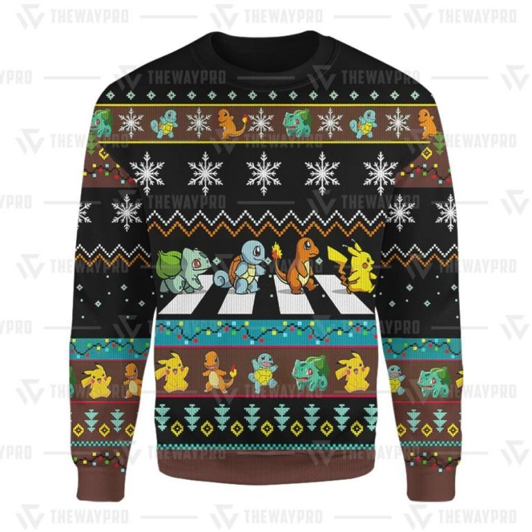 Pokemon Abbey Road Crossing Christmas sweater sweatshirt 1