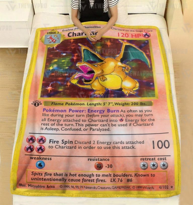 Pokemon Charizard Card fleece blanket 1