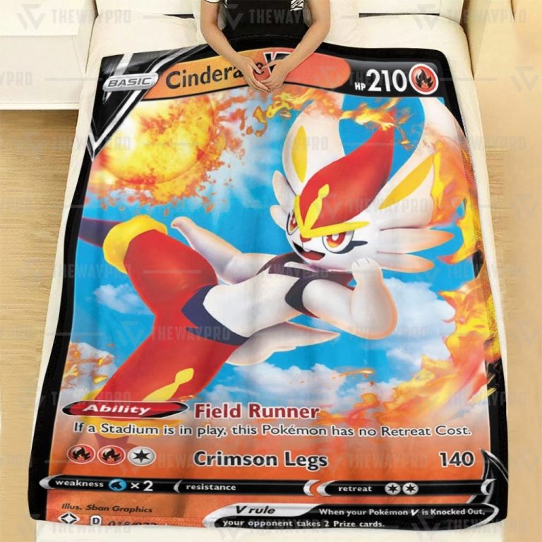 Pokemon Cinderace V Shining Fates Soft Blanket 1