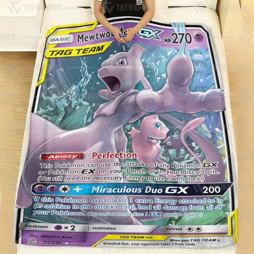 Trending Mewtwo Mew-GX Unified Minds Pokemon blanket • Kybershop