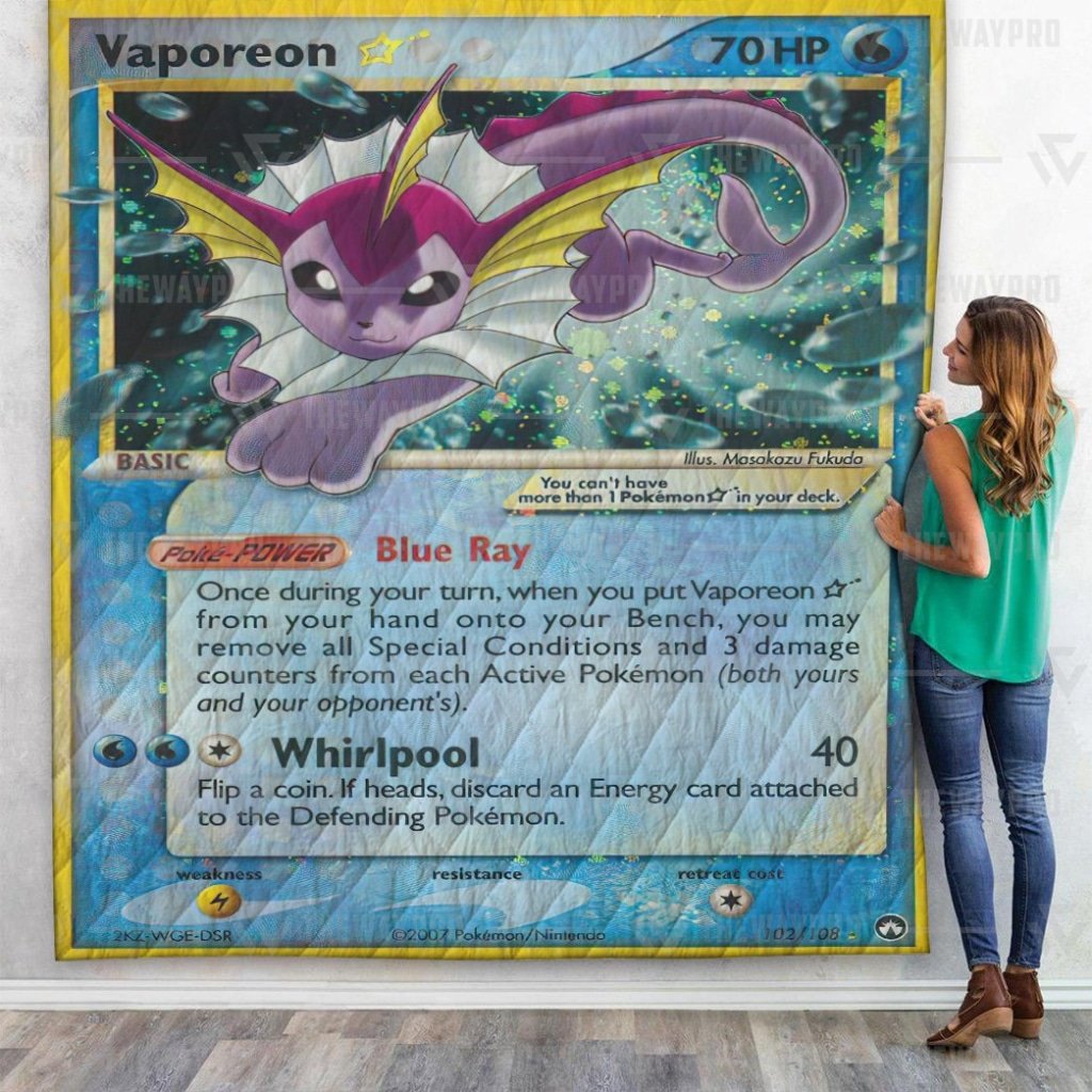 Pokemon Vaporeon Gold Star quilt 9 Pokemon Vaporeon Gold Star quilt 1