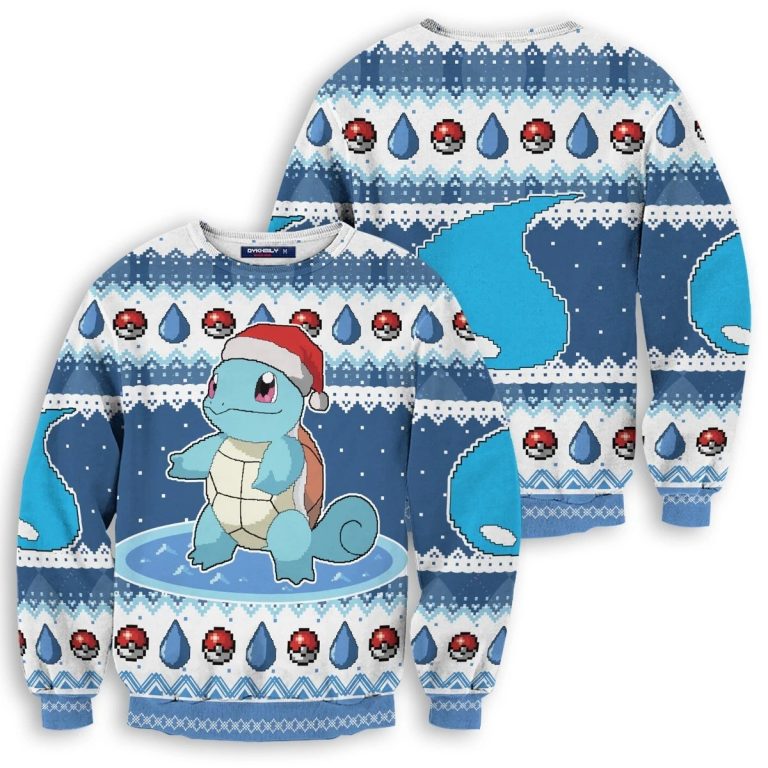 Pokemon pokeball Christmas Squirtle sweater, sweatshirt (1) Pokemon pokeball Christmas Squirtle sweater sweatshirt 1
