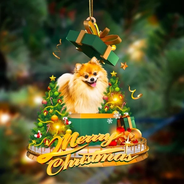 Pomeranian gift Merry Christmas Ornament 1