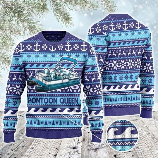 Pontoon Queen Gift Christmas sweater sweatshirt 1