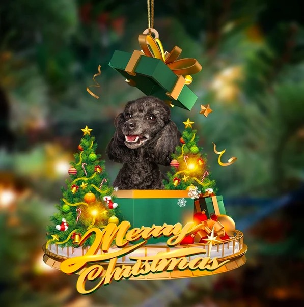 Poodle gift Mery Christmas Ornament 1