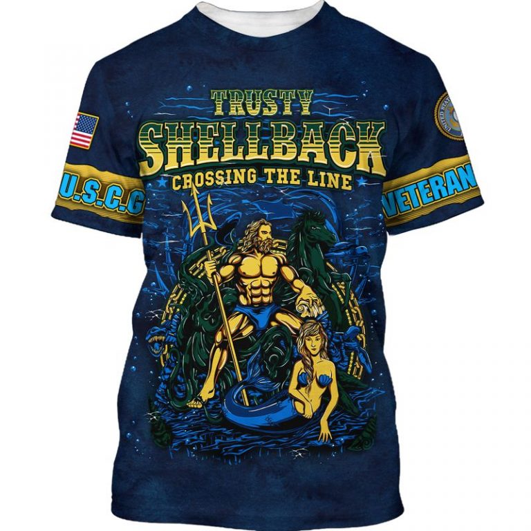 Poseidon Mermaid US Coast guard trusty shellback crossing the line 3d shirt, hoodie (1) Poseidon Mermaid US Coast guard trusty shellback crossing the line 3d shirt hoodie 1