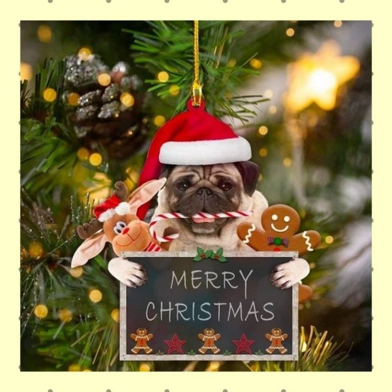 Pug deer gingerbread Merry Christmas Ornament 3