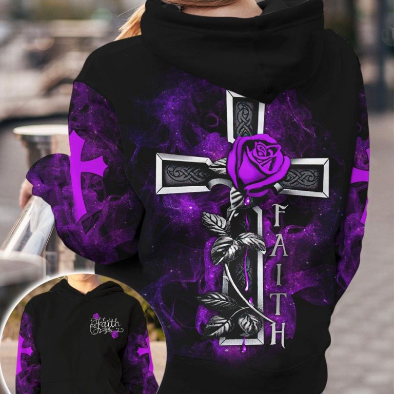 Purple Rose Jesus Cross Faith 3d All Over Print shirt, hoodie Purple Rose Jesus Cross Faith 3d All Over Print shirt hoodie