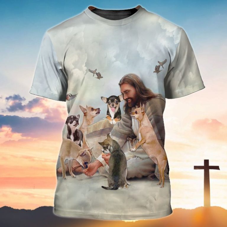 God surrounded by Chihuahua 3d shirt hoodie 2