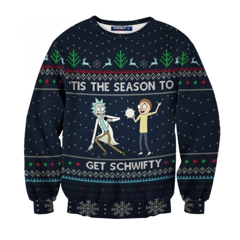Rick va Morty Tis the seasons to get Schwifty Christmas sweater sweatshirt 3