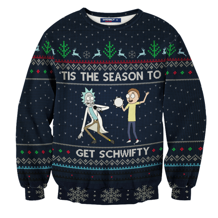 Rick va Morty Tis the seasons to get Schwifty Christmas sweater sweatshirt png