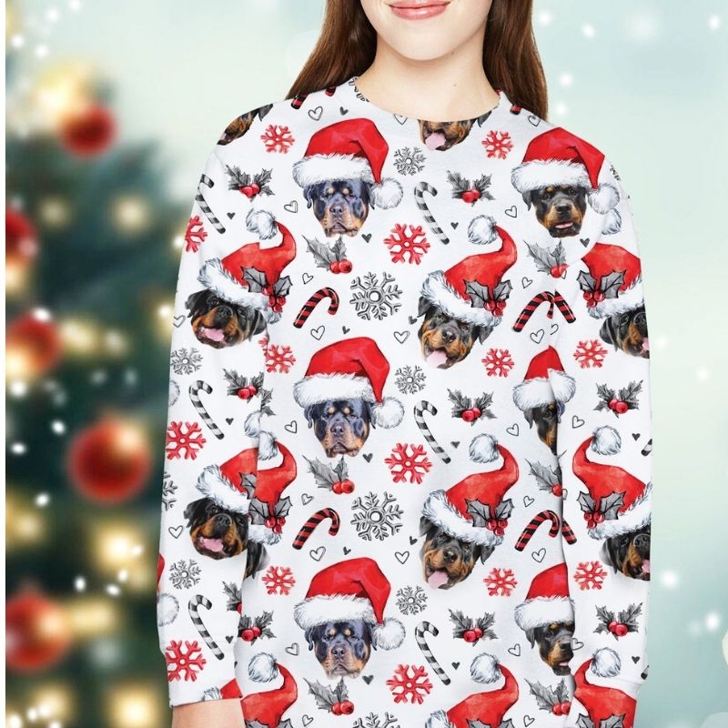Rottweiler Dog Xmas Christmas Decor sweatshirt 2 Rottweiler Dog Xmas Christmas Decor sweatshirt 1