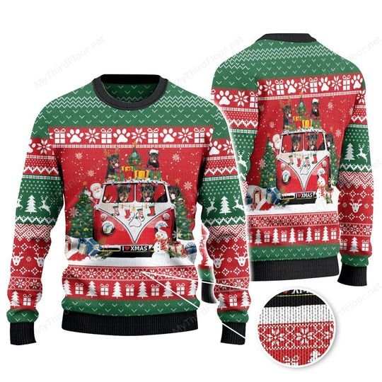 Rottweiler Xmas Van Christmas Gift sweater sweatshirt 1