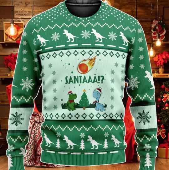 Santaaa Dinosaur Christmas Knitted 3d hoodie, sweater 2 Santaaa Dinosaur Christmas Knitted 3d hoodie sweater 1