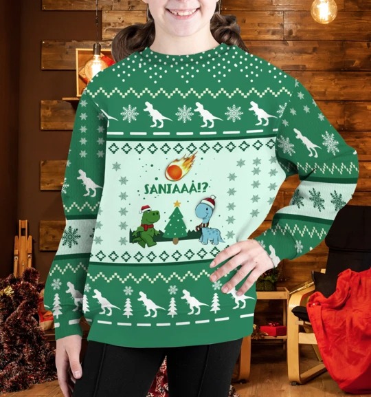 Santaaa Dinosaur Christmas Knitted 3d hoodie, sweater 4 Santaaa Dinosaur Christmas Knitted 3d hoodie sweater 3