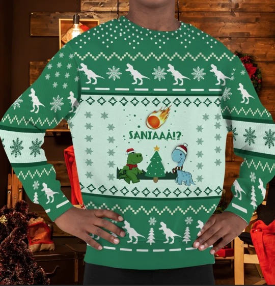 Santaaa Dinosaur Christmas Knitted 3d hoodie, sweater 5 Santaaa Dinosaur Christmas Knitted 3d hoodie sweater 4