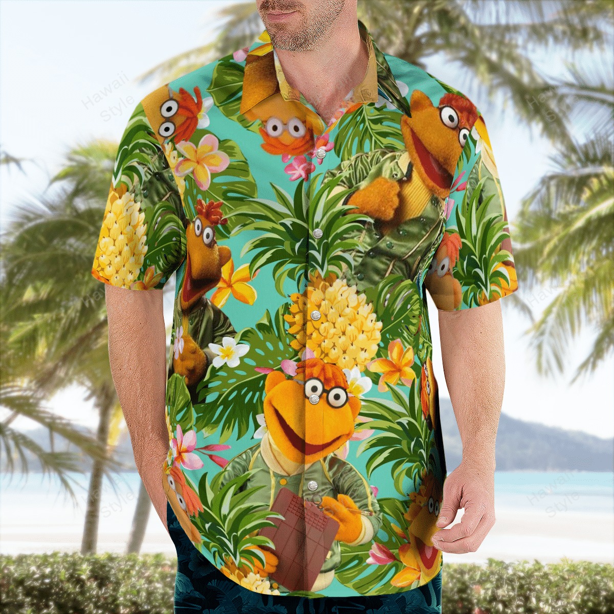 Scooter The Muppet pineapple tropical hawaiian shirt 3