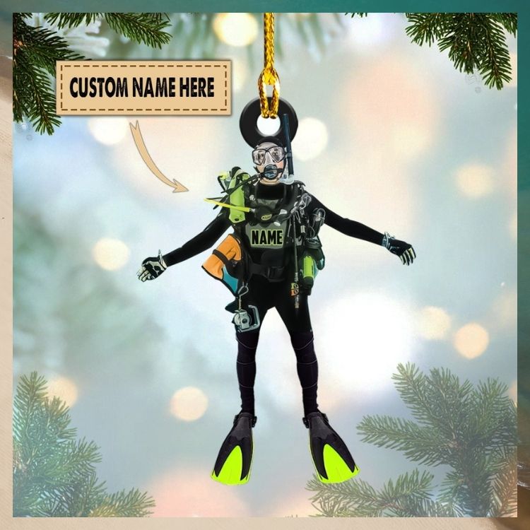 Scuba Diver Custom Name Ornament 1