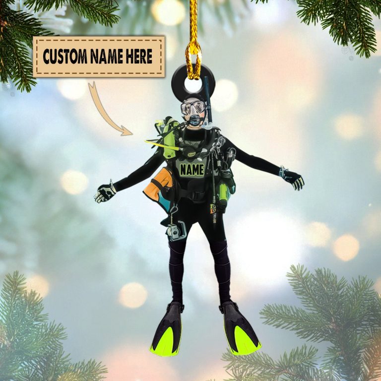 Scuba Diver Custom Name Ornament