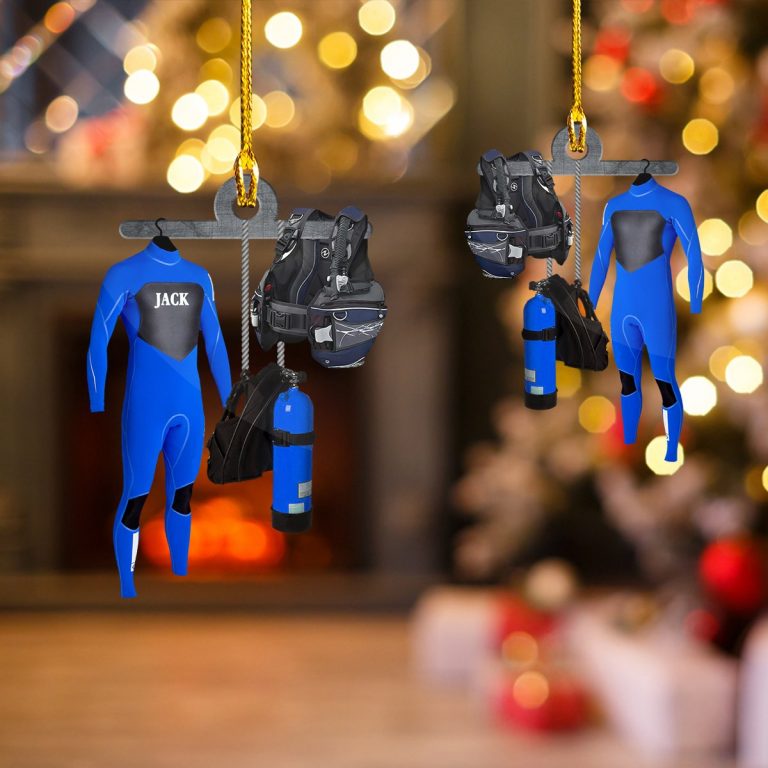 Scuba Diver custom name hanging ornament 1
