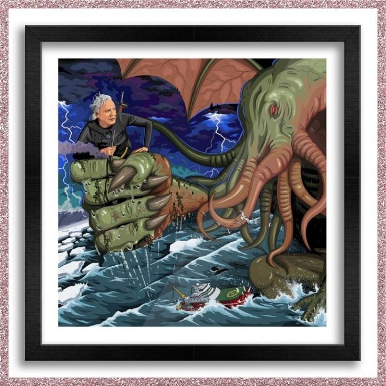 Sir David Vs Cthulhu wall art 2