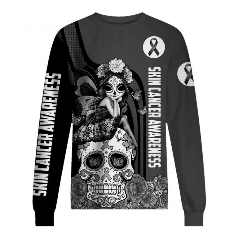 Skin Cancer Awareness Sugar Skull Fairy 3d shirt, hoodie (3) Skin Cancer Awareness Sugar Skull Fairy 3d shirt hoodie 3